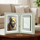 Double cadre gris photo avec empreinte de patte en plâtre - La Patte Verte