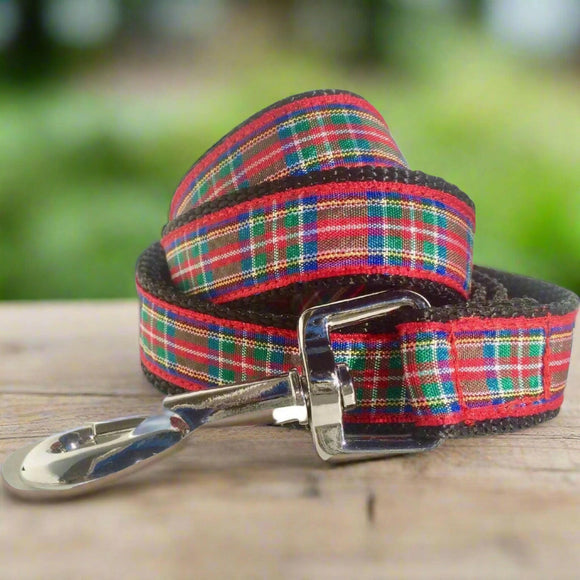 Laisse pour chien - Tartan ecossais rouge - La Patte Verte